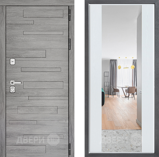 Входная металлическая Дверь Дверной континент ДК-10 ФЛЗ-1 Зеркало Белое дерево в Электроуглях