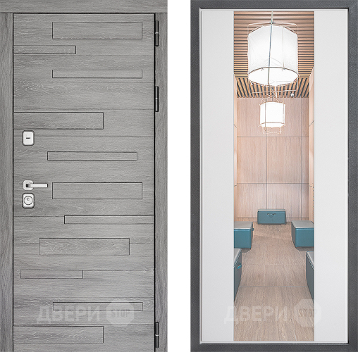 Входная металлическая Дверь Дверной континент ДК-10 ФЛЗ-1 Зеркало Белый софт в Электроуглях