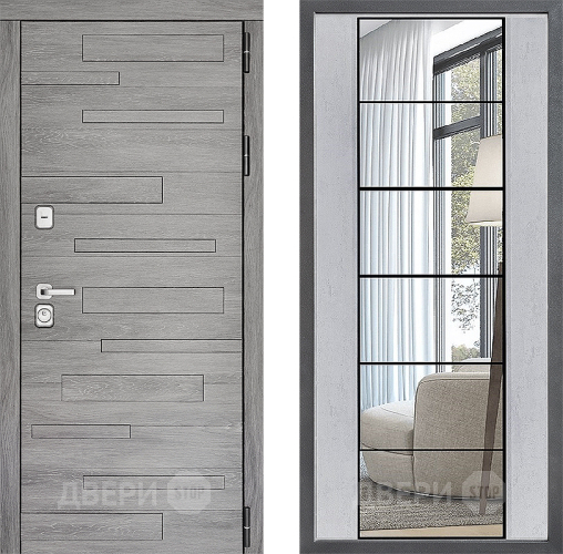 Входная металлическая Дверь Дверной континент ДК-10 ФЛЗ-2 Зеркало Бетон светлый в Электроуглях