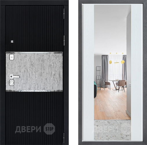 Входная металлическая Дверь Дверной континент ДК-13 ФЛЗ-1 Зеркало Белое дерево в Электроуглях