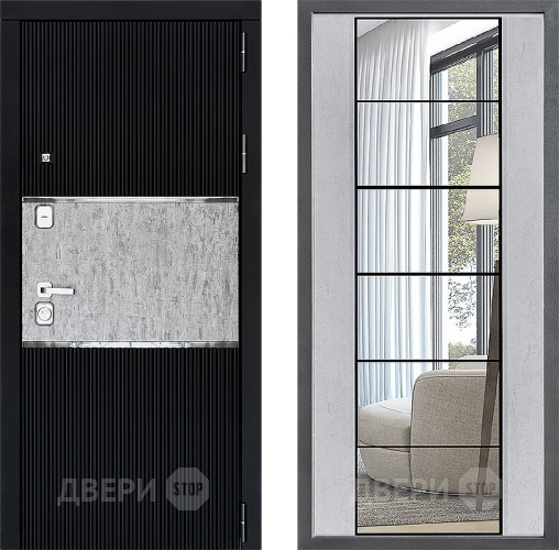 Входная металлическая Дверь Дверной континент ДК-13 ФЛЗ-2 Зеркало Бетон светлый в Электроуглях