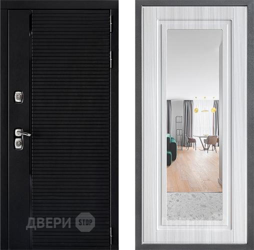 Входная металлическая Дверь Дверной континент ДК-1 ФЛЗ Зеркало Сандал белый в Электроуглях