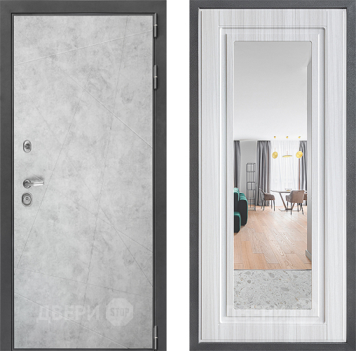 Входная металлическая Дверь Дверной континент ДК-3/743 ФЛЗ Зеркало Сандал белый в Электроуглях