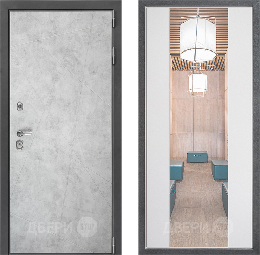 Входная металлическая Дверь Дверной континент ДК-3/743 ФЛЗ-1 Зеркало Белый софт в Электроуглях