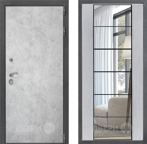 Входная металлическая Дверь Дверной континент ДК-3/743 ФЛЗ-2 Зеркало Бетон светлый в Электроуглях