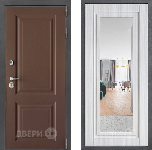 Входная металлическая Дверь Дверной континент ДК-3/729 ФЛЗ Зеркало Сандал белый в Электроуглях