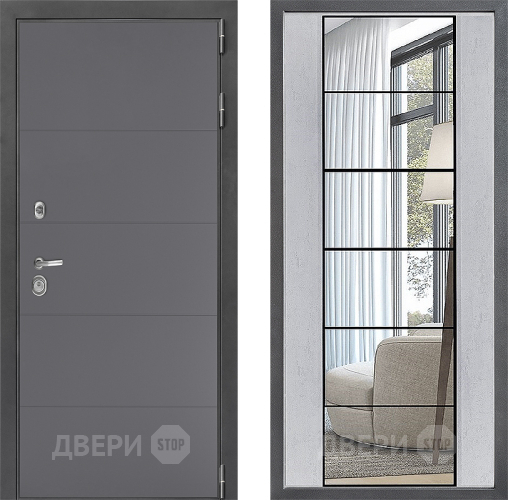 Входная металлическая Дверь Дверной континент ДК-3/649 ФЛЗ-2 Зеркало Бетон светлый в Электроуглях