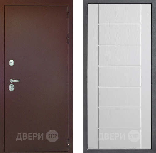 Входная металлическая Дверь Дверной континент Рубикон Медь Дизайн ФЛ-Лайн Белое дерево в Электроуглях