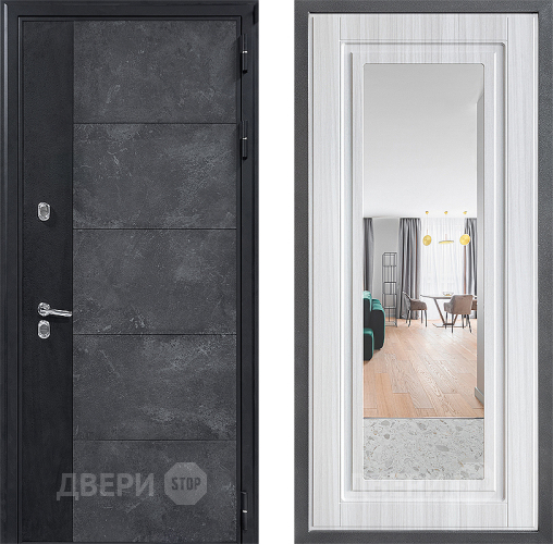 Входная металлическая Дверь Дверной континент ДК-15 Бетон ТЕРМО ФЛЗ Зеркало Сандал белый в Электроуглях
