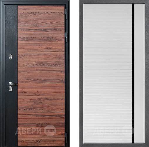 Входная металлическая Дверь Дверной континент ДК-15 Красное Дерево ТЕРМО ФЛ-757 Черное Стекло Софт милк в Электроуглях