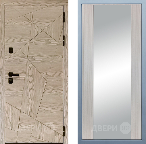 Входная металлическая Дверь Дива МД-97/1 Д-15 Зеркало Сандал белый в Электроуглях