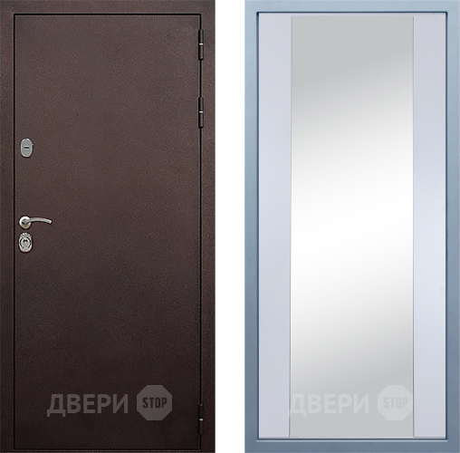 Входная металлическая Дверь Дива МД-40 Медь Д-15 Зеркало Белый в Электроуглях
