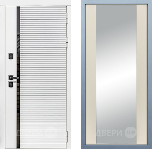 Входная металлическая Дверь Дива МХ-45 Белая STR Д-15 Зеркало Шампань в Электроуглях