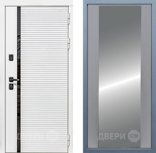 Входная металлическая Дверь Дива МХ-45 Белая STR Д-15 Зеркало Силк Маус в Электроуглях
