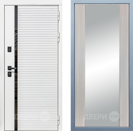 Входная металлическая Дверь Дива МХ-45 Белая STR Д-15 Зеркало Сандал белый в Электроуглях