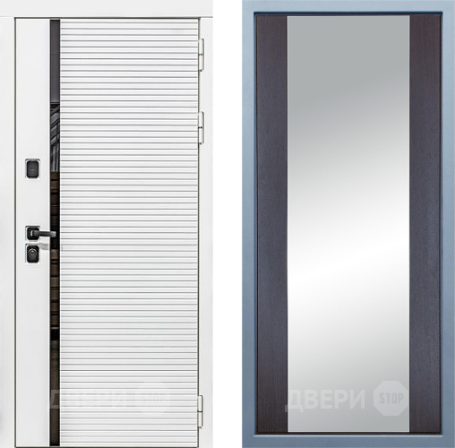 Входная металлическая Дверь Дива МХ-45 Белая STR Д-15 Зеркало Венге в Электроуглях