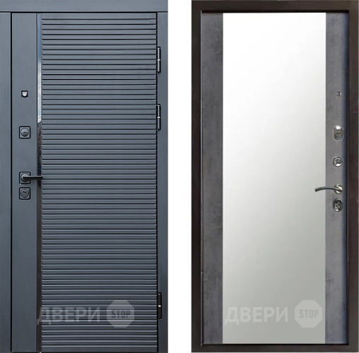 Входная металлическая Дверь Престиж Черная Линия Зеркало Бетон темный в Электроуглях