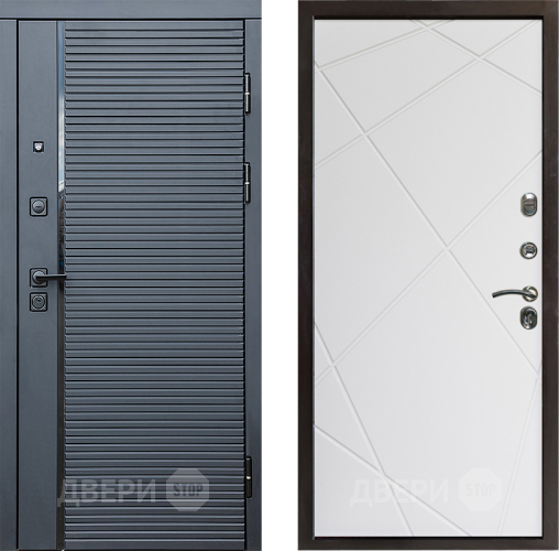 Входная металлическая Дверь Престиж Черная Линия Лучи Бетон белый в Электроуглях