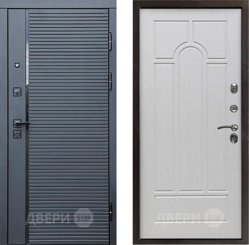 Входная металлическая Дверь Престиж Черная Линия Арка Лиственница белая в Электроуглях