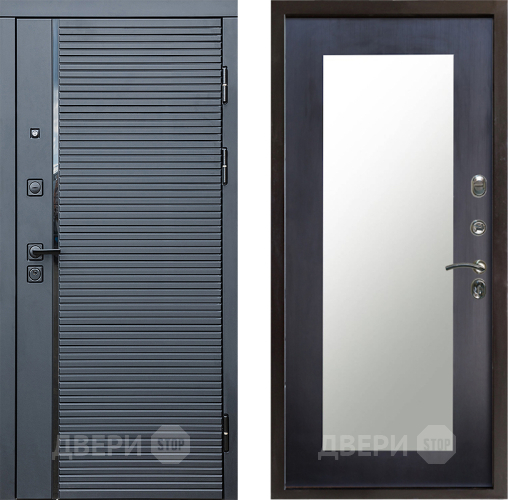 Входная металлическая Дверь Престиж Черная Линия Зеркло Пастораль Венге в Электроуглях
