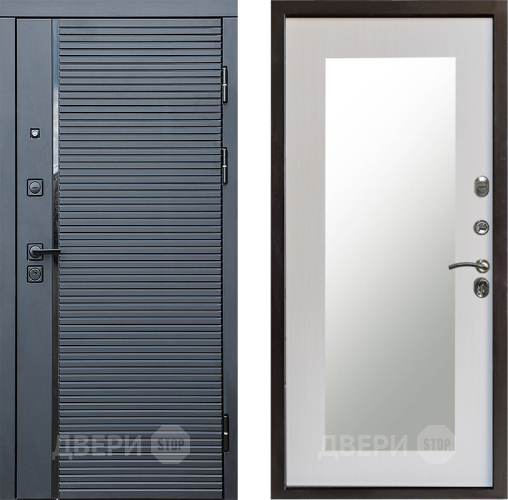 Входная металлическая Дверь Престиж Черная Линия Зеркло Пастораль Лиственница белая в Электроуглях