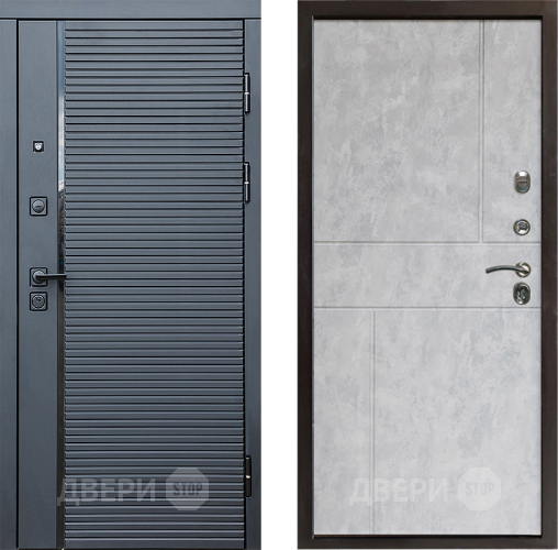 Входная металлическая Дверь Престиж Черная Линия Горизонт Бетон светлый в Электроуглях