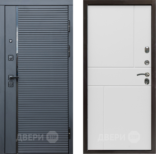 Входная металлическая Дверь Престиж Черная Линия Горизонт Бетон белый в Электроуглях