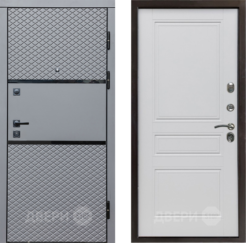 Входная металлическая Дверь Престиж Ромб Классика Белый матовый в Электроуглях