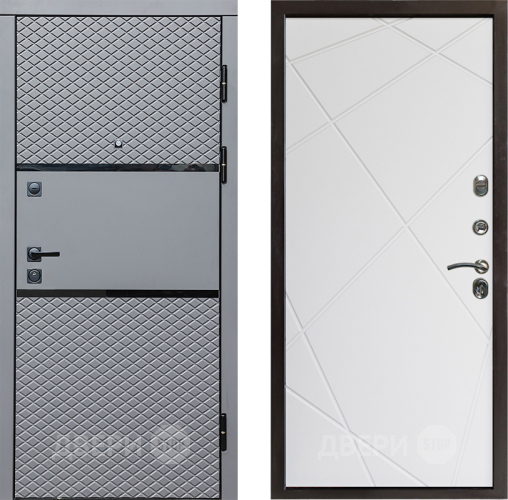 Входная металлическая Дверь Престиж Ромб Лучи Бетон белый в Электроуглях