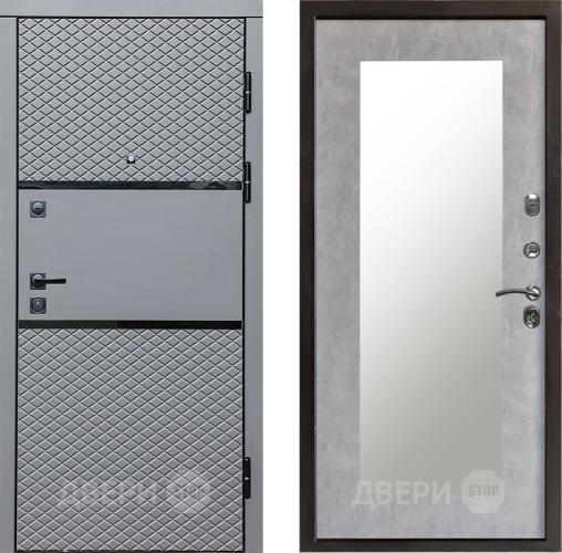 Входная металлическая Дверь Престиж Ромб Зеркло Пастораль Бетон светлый в Электроуглях