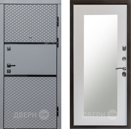 Входная металлическая Дверь Престиж Ромб Зеркло Пастораль Лиственница белая в Электроуглях