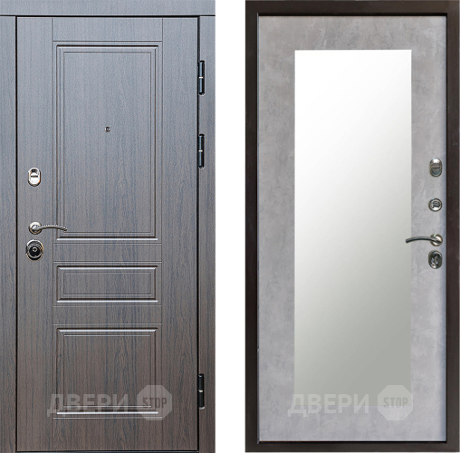 Входная металлическая Дверь Престиж Классика Венге Зеркло Пастораль Бетон светлый в Электроуглях