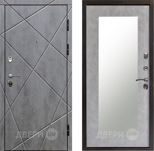 Входная металлическая Дверь Престиж Лучи Зеркло Пастораль Бетон светлый в Электроуглях