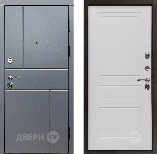 Входная металлическая Дверь Престиж Горизонт Грэй Классика Белый матовый в Электроуглях