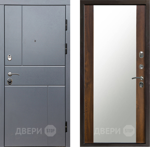 Входная металлическая Дверь Престиж Горизонт Грэй Зеркало Дуб в Электроуглях