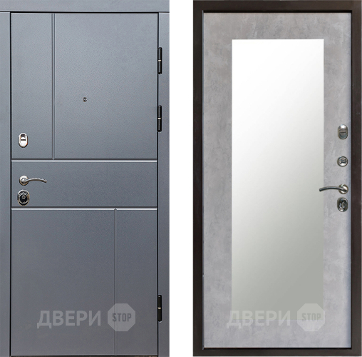 Входная металлическая Дверь Престиж Горизонт Грэй Зеркло Пастораль Бетон светлый в Электроуглях