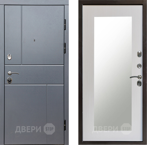 Входная металлическая Дверь Престиж Горизонт Грэй Зеркло Пастораль Лиственница белая в Электроуглях