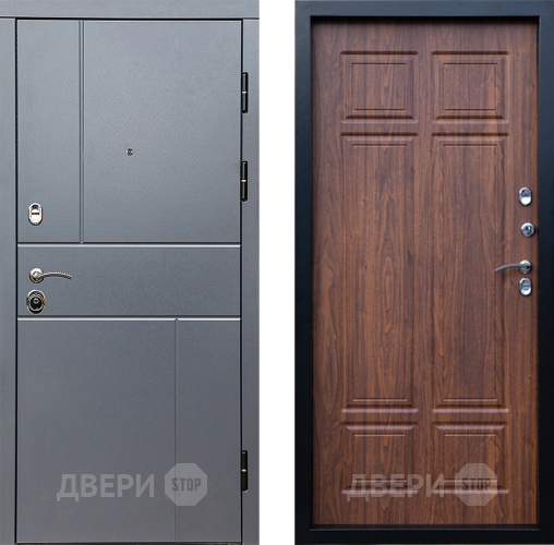 Входная металлическая Дверь Престиж Горизонт Грэй Премиум Орех темный в Электроуглях