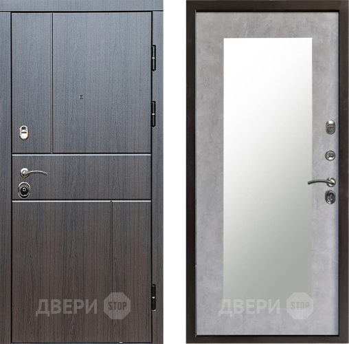 Входная металлическая Дверь Престиж Горизонт Венге Зеркло Пастораль Бетон светлый в Электроуглях