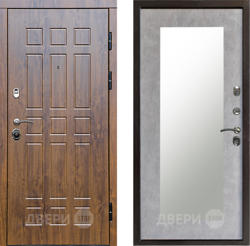 Входная металлическая Дверь Престиж Стандарт Зеркло Пастораль Бетон светлый в Электроуглях