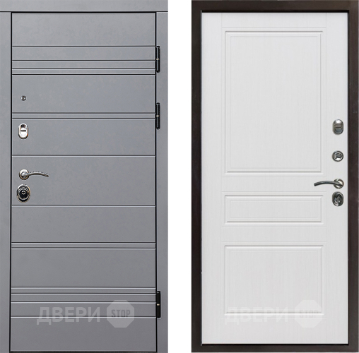 Входная металлическая Дверь Престиж Линия Грэй Классика Белое дерево в Электроуглях