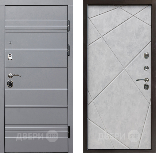 Входная металлическая Дверь Престиж Линия Грэй Лучи Бетон светлый в Электроуглях