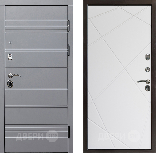 Входная металлическая Дверь Престиж Линия Грэй Лучи Бетон белый в Электроуглях