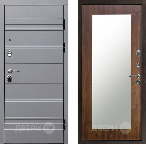Входная металлическая Дверь Престиж Линия Грэй Зеркло Пастораль Дуб в Электроуглях