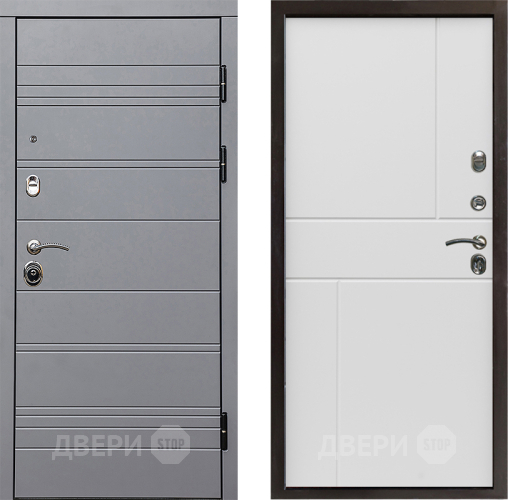 Входная металлическая Дверь Престиж Линия Грэй Горизонт Бетон белый в Электроуглях