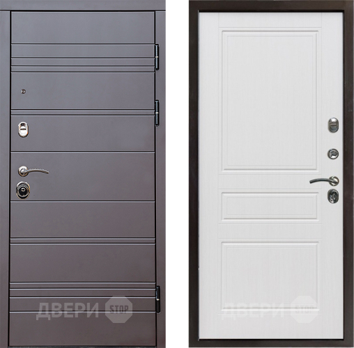 Входная металлическая Дверь Престиж Линия Браун Классика Белое дерево в Электроуглях