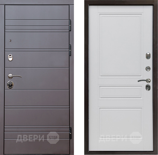 Входная металлическая Дверь Престиж Линия Браун Классика Белый матовый в Электроуглях