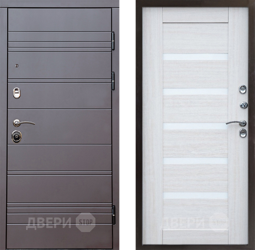 Входная металлическая Дверь Престиж Линия Браун Царга Лиственница белая в Электроуглях