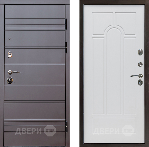 Входная металлическая Дверь Престиж Линия Браун Арка Белое дерево в Электроуглях