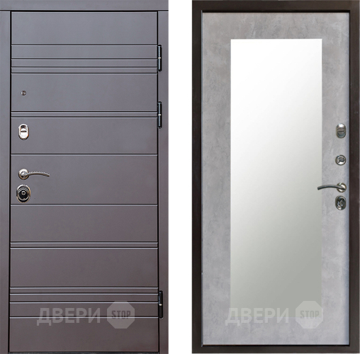 Входная металлическая Дверь Престиж Линия Браун Зеркло Пастораль Бетон светлый в Электроуглях